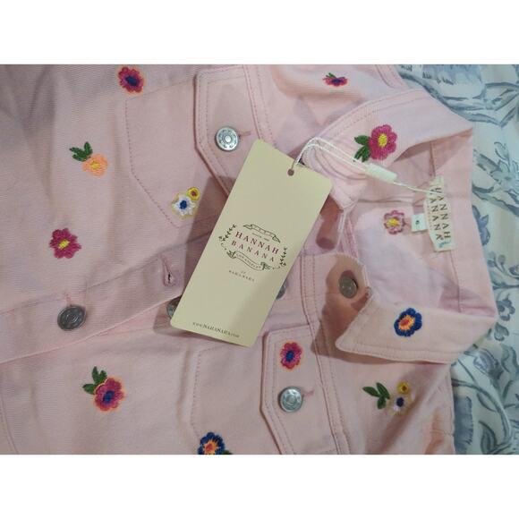 Hannah Banana Girls Pink Flower Embroidered Jean Jacket NWT - Picture 4 of 6